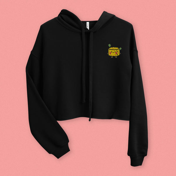 Stinky Tofu Embroidered Crop Hoodie - Ni De Mama Chinese - Inspired Clothing | Black , S
