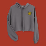 Load image into Gallery viewer, Stinky Tofu Embroidered Crop Hoodie - Ni De Mama Chinese - Inspired Clothing | Pewter Grey , S
