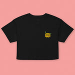 Load image into Gallery viewer, Stinky Tofu Embroidered Crop T-Shirt - Ni De Mama Chinese - Inspired Clothing | Black , XS
