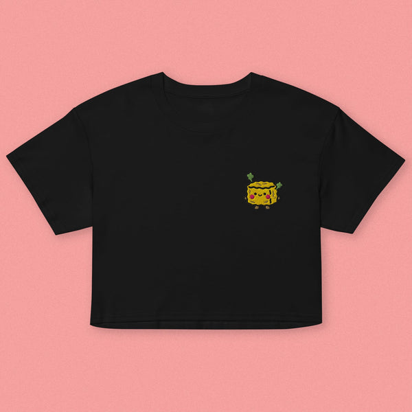 Stinky Tofu Embroidered Crop T-Shirt - Ni De Mama Chinese - Inspired Clothing | Black , XS