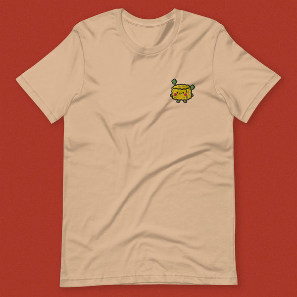 Stinky Tofu Embroidered T-Shirt - Ni De Mama Chinese - Inspired Clothing | Tan , XS