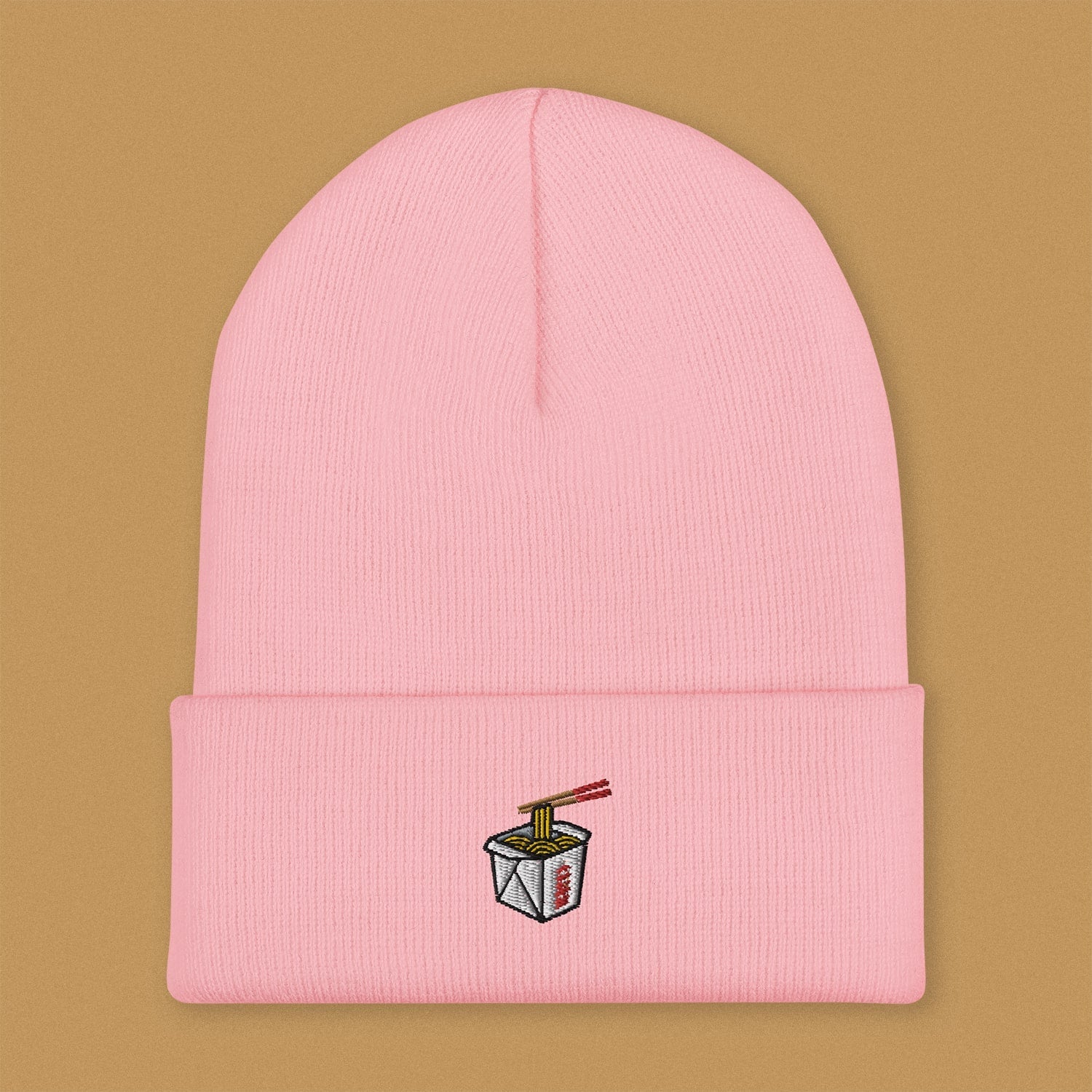 Takeout Box Embroidered Beanie - Ni De Mama Chinese - Inspired Clothing | Soft Pink ,