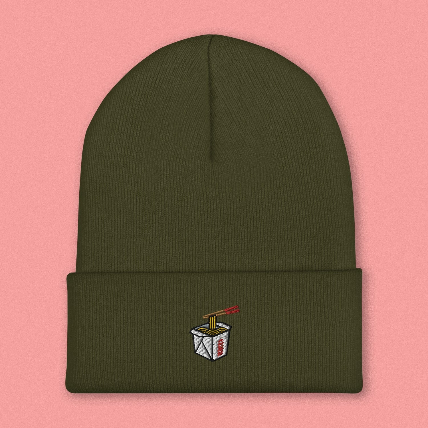 Takeout Box Embroidered Beanie - Ni De Mama Chinese - Inspired Clothing | Olive Green ,