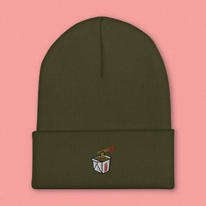 Takeout Box Embroidered Beanie - Ni De Mama Chinese - Inspired Clothing | Olive Green ,