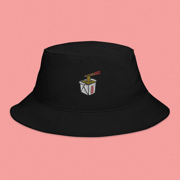 Takeout Box Embroidered Bucket Hat - Ni De Mama Chinese - Inspired Clothing | Black ,