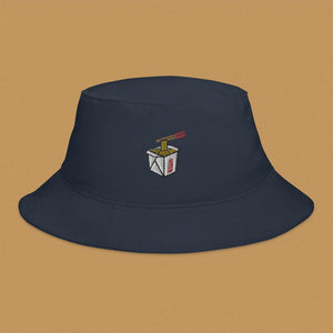 Takeout Box Embroidered Bucket Hat - Ni De Mama Chinese - Inspired Clothing | Navy Blue ,