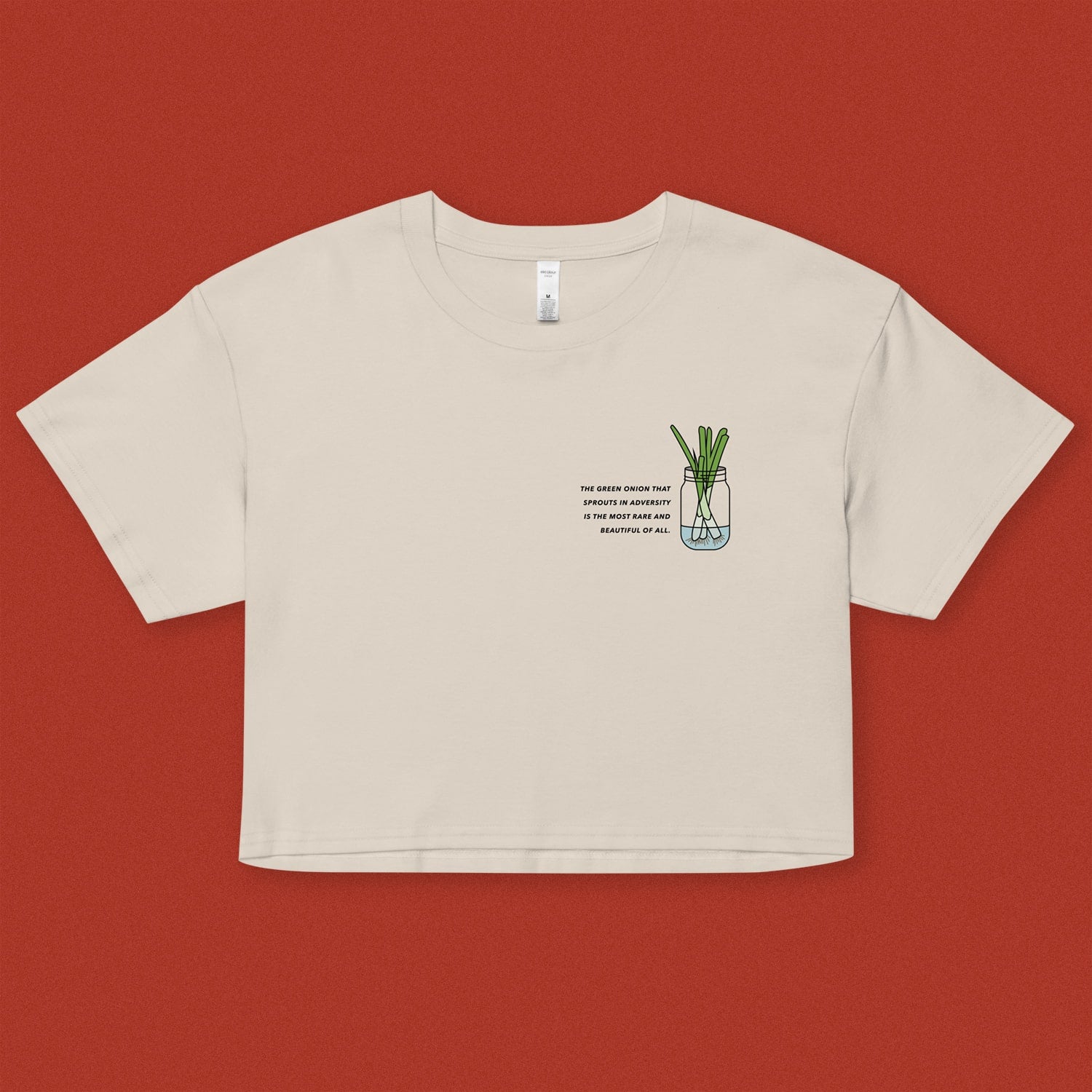 "The Green Onion That Sprouts" Crop T-Shirt - Ni De Mama Chinese - Inspired Clothing | Cream , XS