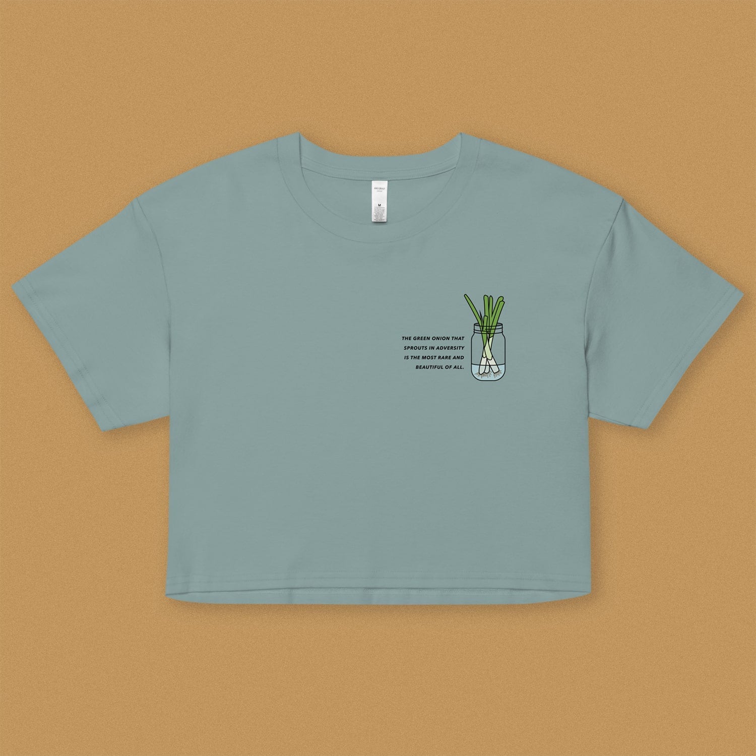 "The Green Onion That Sprouts" Crop T-Shirt - Ni De Mama Chinese - Inspired Clothing | Teal , XS