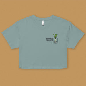 "The Green Onion That Sprouts" Crop T-Shirt - Ni De Mama Chinese - Inspired Clothing | Teal , XS