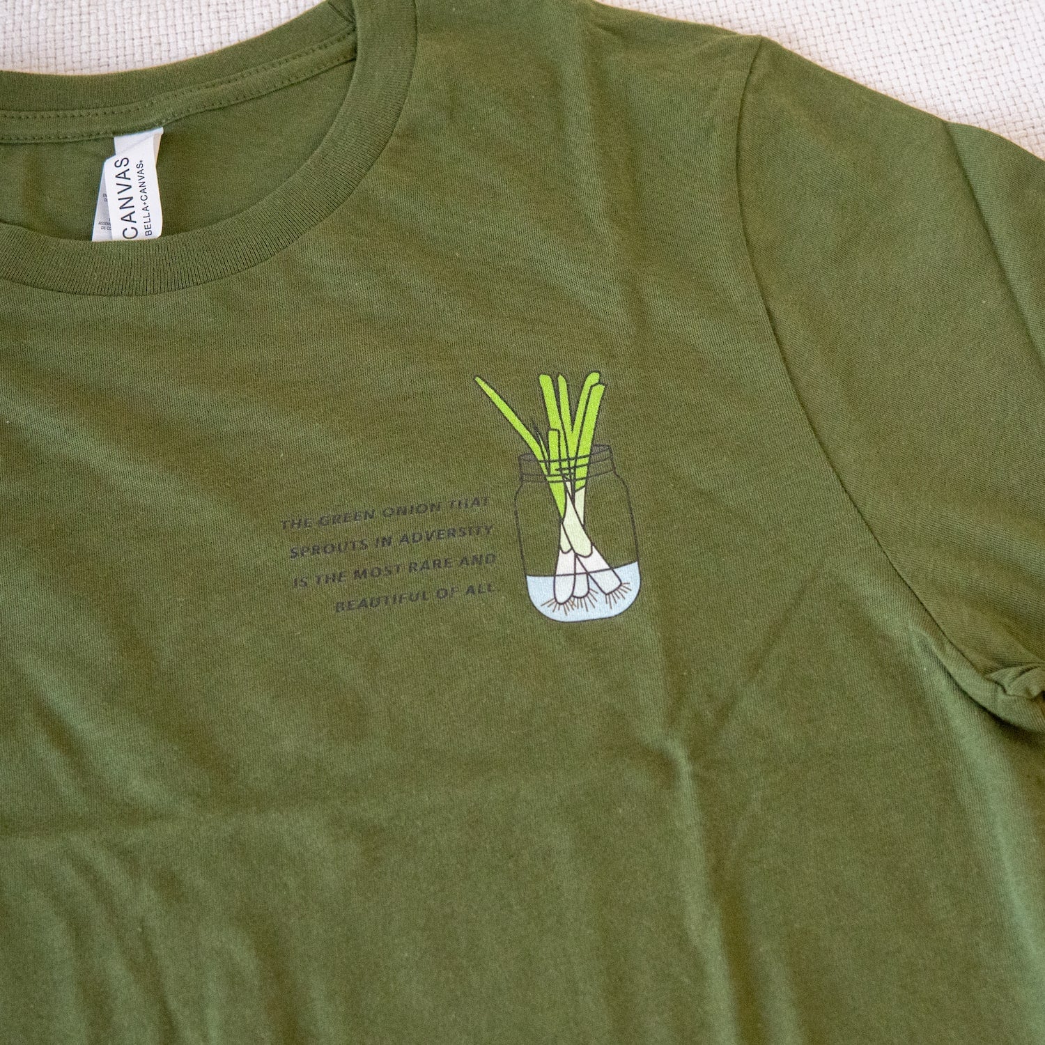 "The Green Onion That Sprouts" T-Shirt / Sample (Final Sale) - Ni De Mama Chinese - Inspired Clothing | Olive Green , M