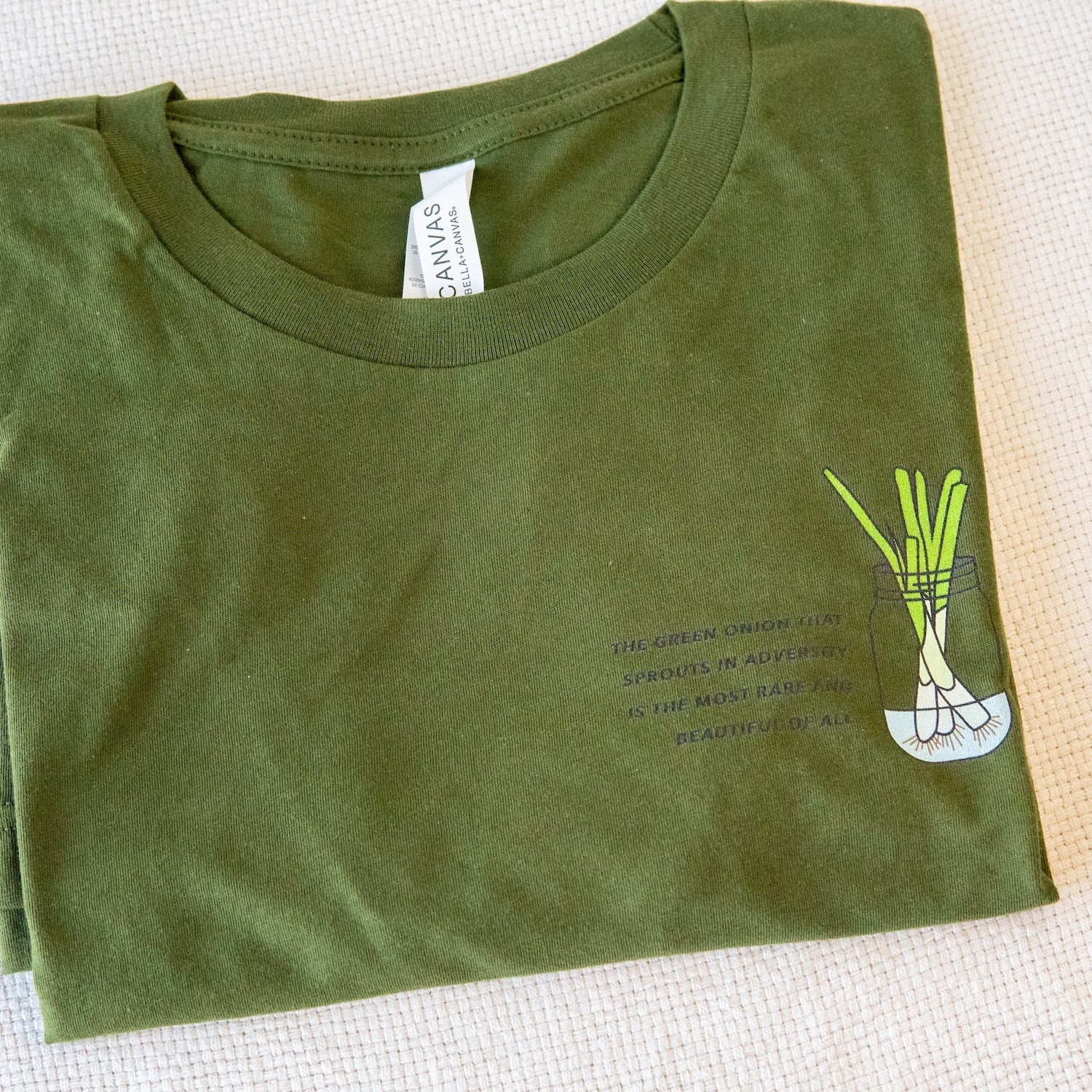 "The Green Onion That Sprouts" T-Shirt / Sample (Final Sale) - Ni De Mama Chinese - Inspired Clothing | Olive Green , M