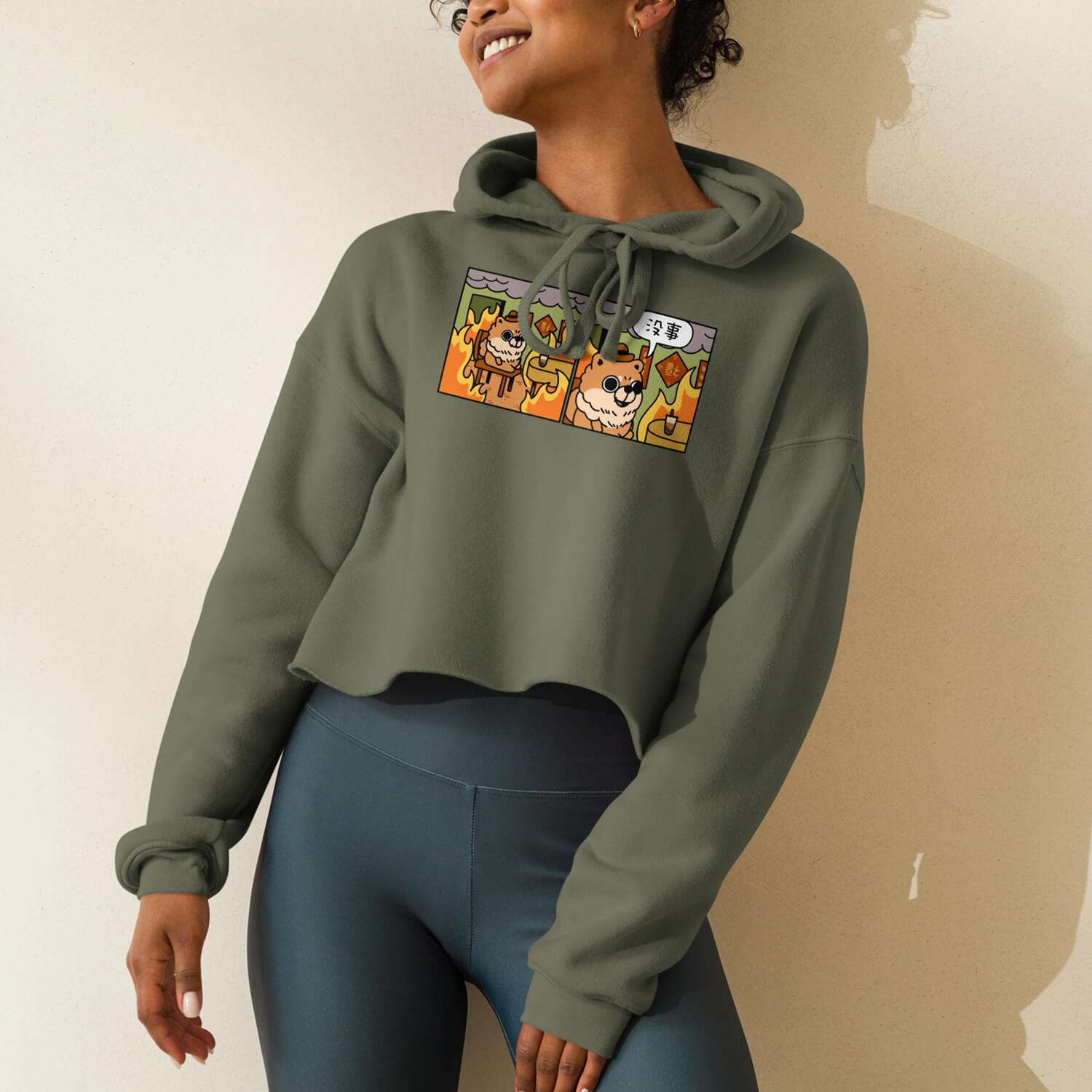 This Is Fine Crop Hoodie - Ni De Mama Chinese Clothing
