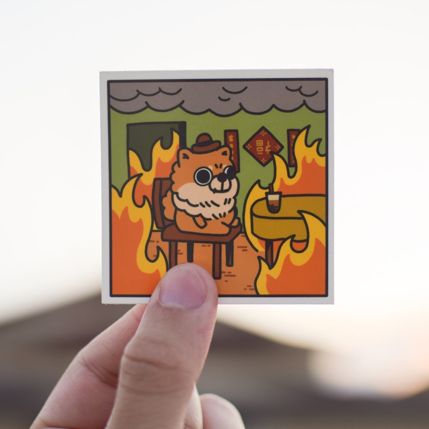 This Is Fine Vinyl Sticker 1 - Ni De Mama Chinese - Inspired Clothing | ,