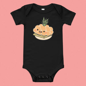 Tropical Pineapple Bun Baby Onesie - Ni De Mama Chinese - Inspired Clothing | Black , 3 - 6m