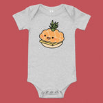 Load image into Gallery viewer, Tropical Pineapple Bun Baby Onesie - Ni De Mama Chinese - Inspired Clothing | Heather Grey , 3 - 6m
