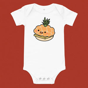 Tropical Pineapple Bun Baby Onesie - Ni De Mama Chinese - Inspired Clothing | White , 3 - 6m