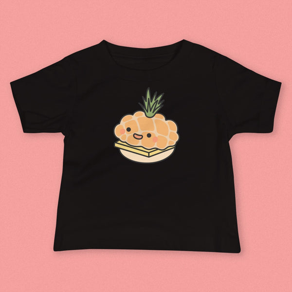 Tropical Pineapple Bun Baby T-Shirt - Ni De Mama Chinese - Inspired Clothing | Black , 6 - 12m