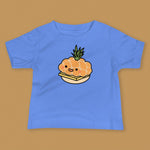 Load image into Gallery viewer, Tropical Pineapple Bun Baby T-Shirt - Ni De Mama Chinese - Inspired Clothing | Heather Blue , 6 - 12m
