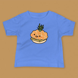 Tropical Pineapple Bun Baby T-Shirt - Ni De Mama Chinese - Inspired Clothing | Heather Blue , 6 - 12m