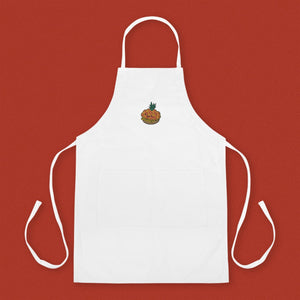 Tropical Pineapple Bun Embroidered Apron - Ni De Mama Chinese - Inspired Clothing | White ,