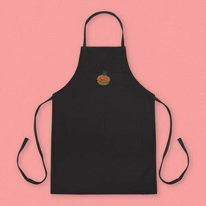 Tropical Pineapple Bun Embroidered Apron / Imperfect (Final Sale) - Ni De Mama Chinese - Inspired Clothing | Black ,