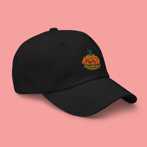 Tropical Pineapple Bun Embroidered Cap - Ni De Mama Chinese - Inspired Clothing | Black ,