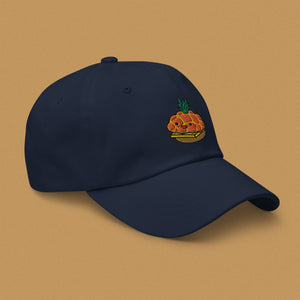 Tropical Pineapple Bun Embroidered Cap - Ni De Mama Chinese - Inspired Clothing | Navy Blue ,