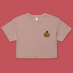 Load image into Gallery viewer, Tropical Pineapple Bun Embroidered Crop T-Shirt - Ni De Mama Chinese - Inspired Clothing | Dusty Mauve , XS
