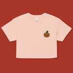 Load image into Gallery viewer, Tropical Pineapple Bun Embroidered Crop T-Shirt - Ni De Mama Chinese - Inspired Clothing | Pale Pink , XS
