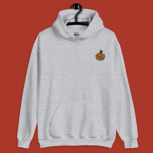 Tropical Pineapple Bun Embroidered Hoodie - Ni De Mama Chinese - Inspired Clothing | Heather Grey , S