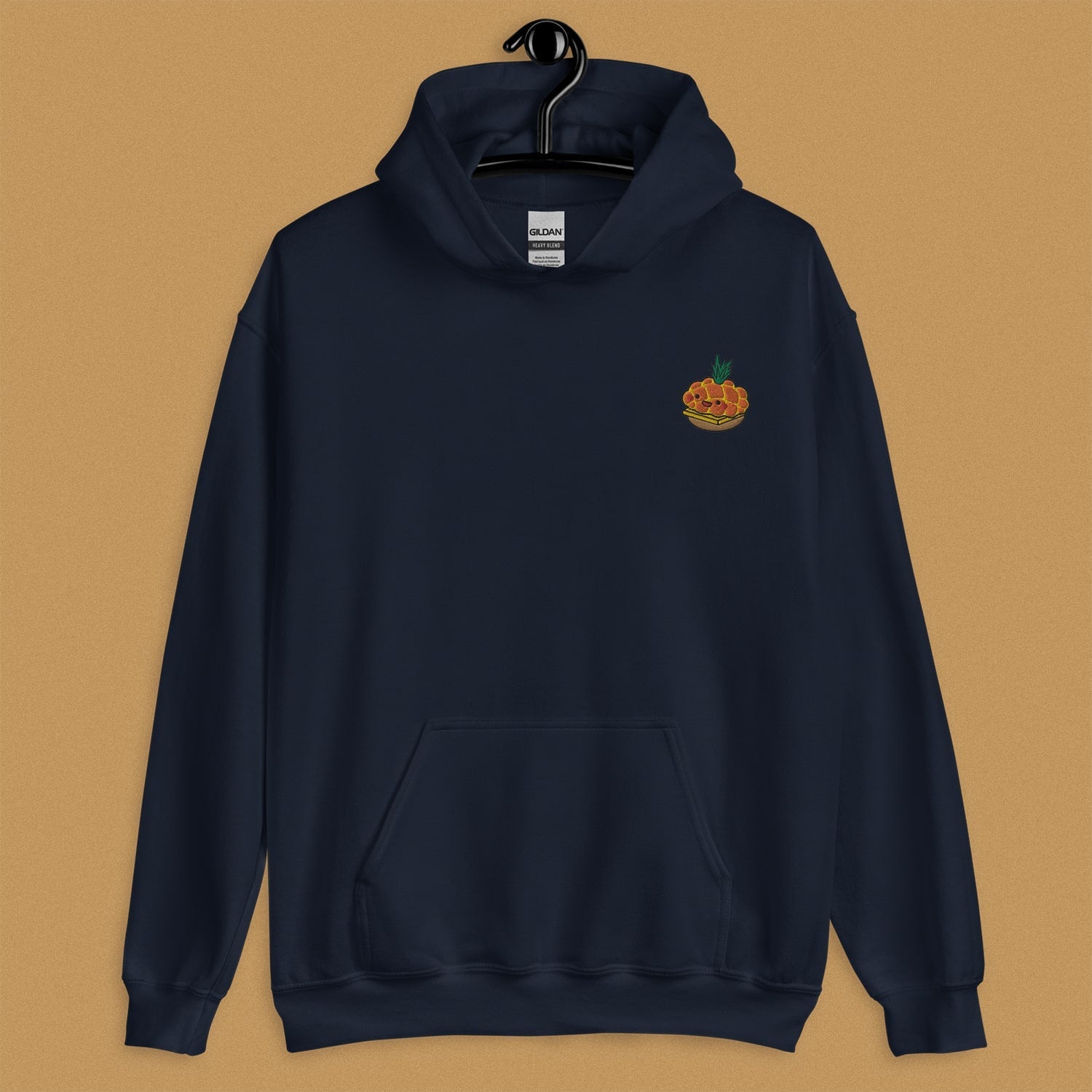 Tropical Pineapple Bun Embroidered Hoodie - Ni De Mama Chinese - Inspired Clothing | Navy Blue , S