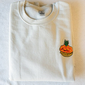 Tropical Pineapple Bun Embroidered Sweatshirt / Imperfect (Final Sale) - Ni De Mama Chinese - Inspired Clothing | Soft Cream , M