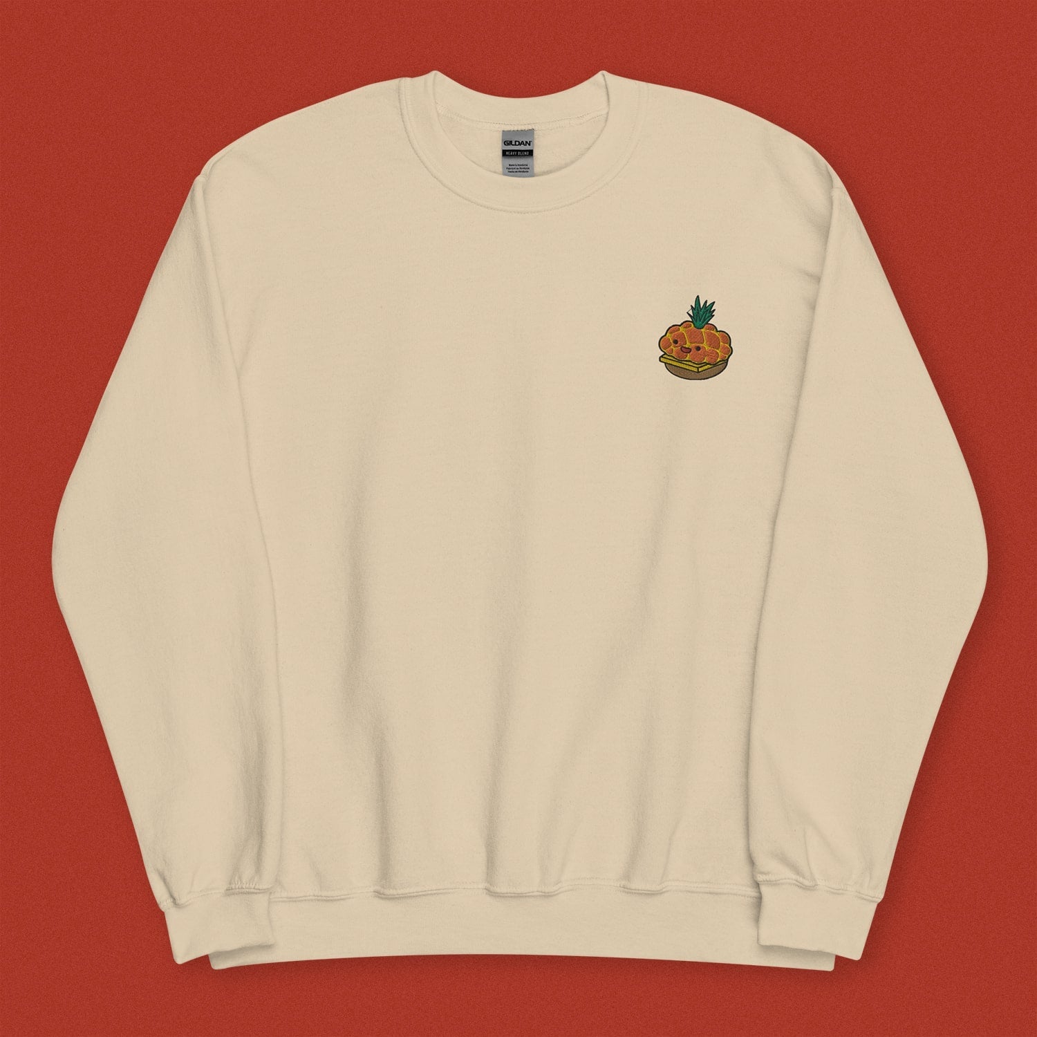 Tropical Pineapple Bun Embroidered Sweatshirt / Imperfect (Final Sale) - Ni De Mama Chinese - Inspired Clothing | Soft Cream , M