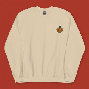 Tropical Pineapple Bun Embroidered Sweatshirt / Imperfect (Final Sale) - Ni De Mama Chinese - Inspired Clothing | Soft Cream , M