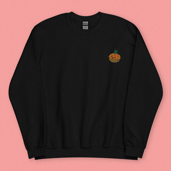 Tropical Pineapple Bun Embroidered Sweatshirt - Ni De Mama Chinese - Inspired Clothing | Black , S