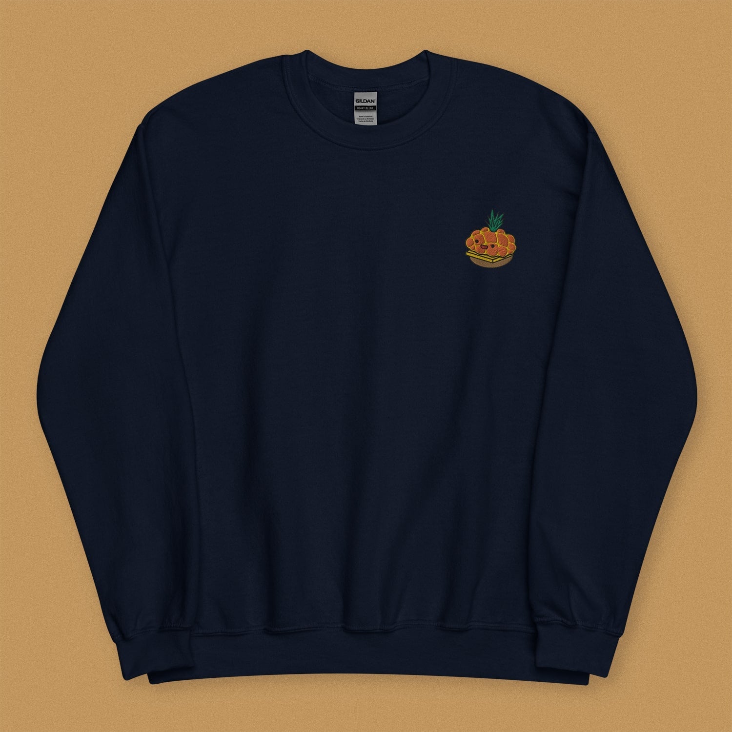 Tropical Pineapple Bun Embroidered Sweatshirt - Ni De Mama Chinese - Inspired Clothing | Navy Blue , S