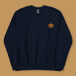 Tropical Pineapple Bun Embroidered Sweatshirt - Ni De Mama Chinese - Inspired Clothing | Navy Blue , S