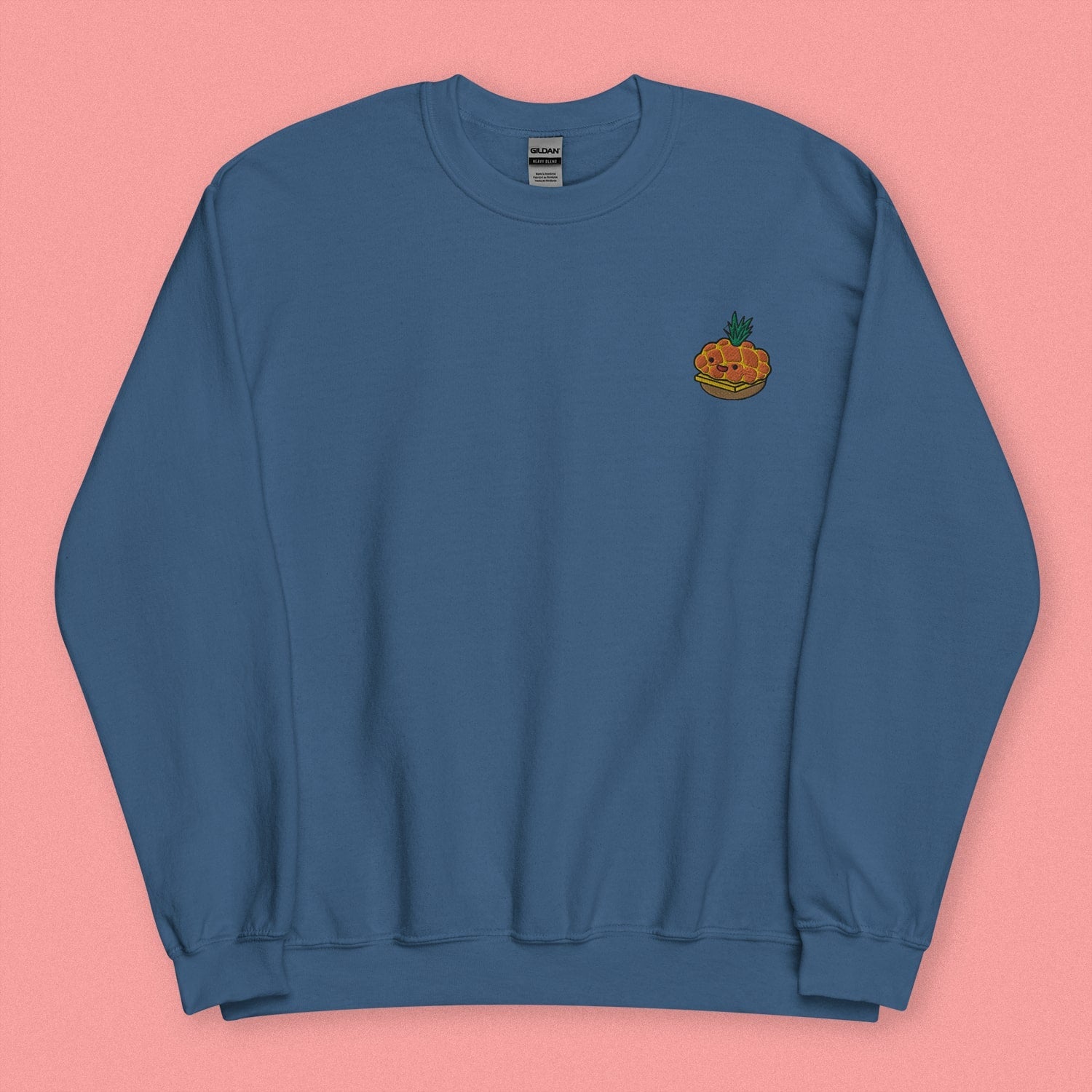 Tropical Pineapple Bun Embroidered Sweatshirt - Ni De Mama Chinese - Inspired Clothing | Steel Blue , S