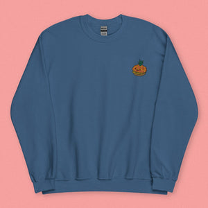 Tropical Pineapple Bun Embroidered Sweatshirt - Ni De Mama Chinese - Inspired Clothing | Steel Blue , S