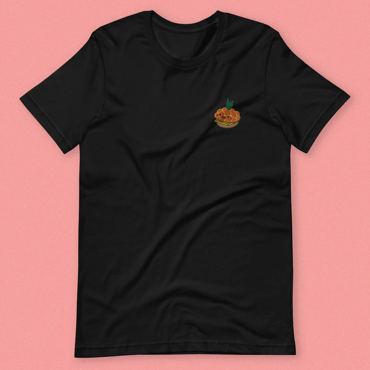 Tropical Pineapple Bun Embroidered T-Shirt / Imperfect (Final Sale) - Ni De Mama Chinese - Inspired Clothing | Black , 2XS