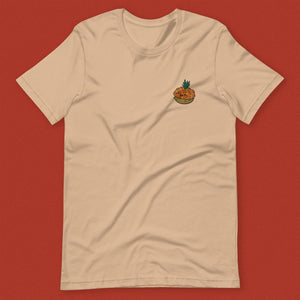 Tropical Pineapple Bun Embroidered T-Shirt - Ni De Mama Chinese - Inspired Clothing | Tan , XS