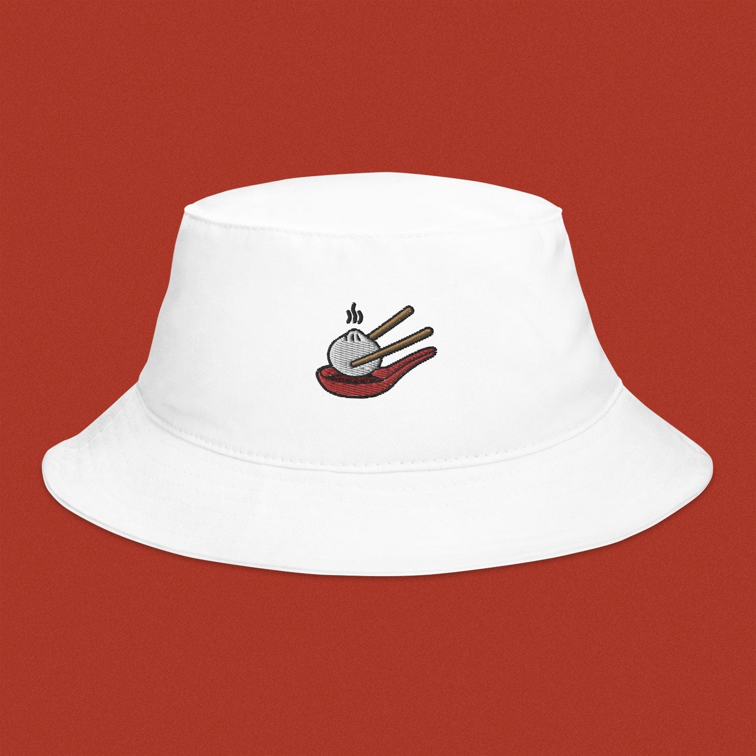 Xiao Long Bao Embroidered Bucket Hat - Ni De Mama Chinese - Inspired Clothing | White ,