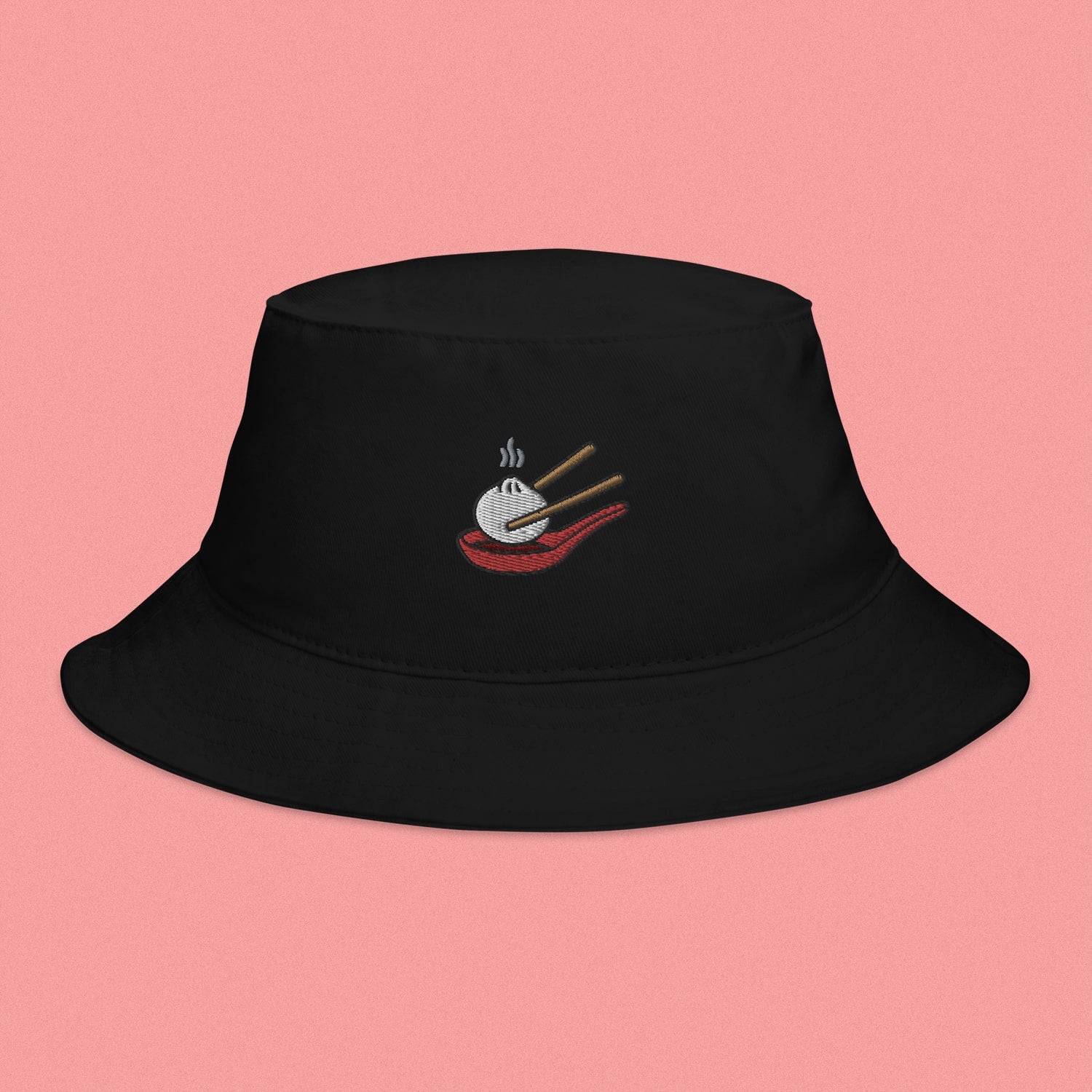 Xiao Long Bao Embroidered Bucket Hat - Ni De Mama Chinese - Inspired Clothing | Black ,