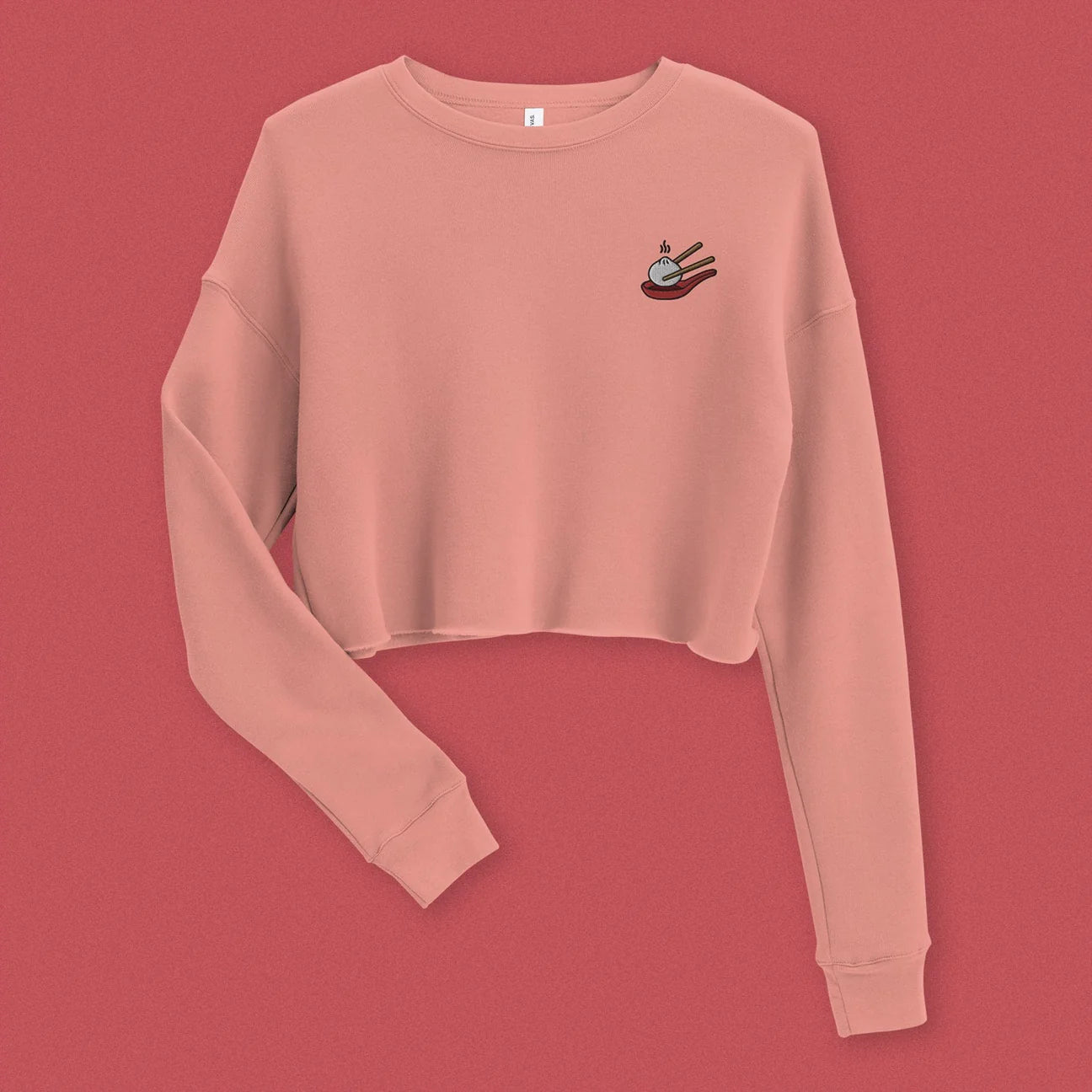 Xiao Long Bao Embroidered Crop Sweatshirt / Overstock (Final Sale) - Ni De Mama Chinese - Inspired Clothing | Mauve , S