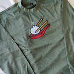 Load image into Gallery viewer, Xiao Long Bao Large Embroidered Premium Long Sleeve T-Shirt / Sample (Final Sale) - Ni De Mama Chinese - Inspired Clothing | Olive Green , M
