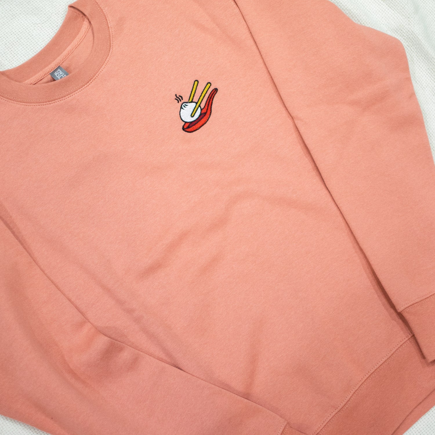 Xiao Long Bao Premium Embroidered Sweatshirt / Sample (Final Sale) - Ni De Mama Chinese - Inspired Clothing | Mauve , S