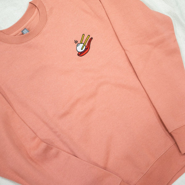 Xiao Long Bao Premium Embroidered Sweatshirt / Sample (Final Sale) - Ni De Mama Chinese - Inspired Clothing | Mauve , S