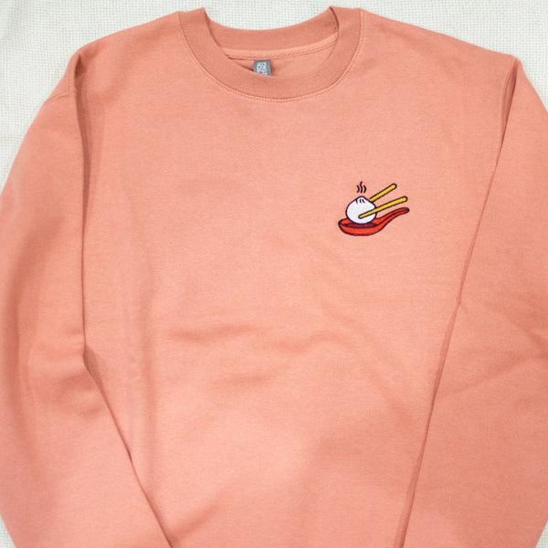 Xiao Long Bao Premium Embroidered Sweatshirt / Sample (Final Sale) - Ni De Mama Chinese - Inspired Clothing | Mauve , S