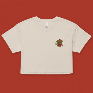 Year of the Dog Embroidered Crop T-Shirt - Ni De Mama Chinese - Inspired Clothing | Cream , XS