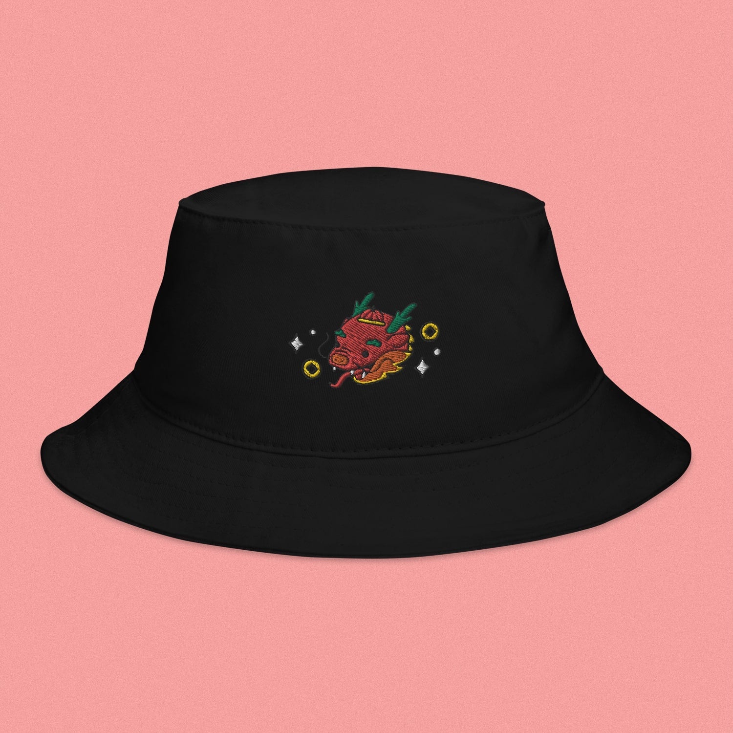 Year of the Dragon Embroidered Bucket Hat - Ni De Mama Chinese - Inspired Clothing | Black ,